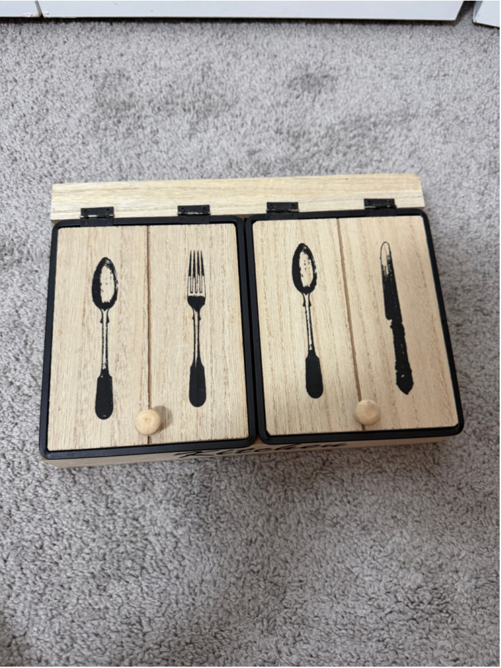 Kitchen Utensil Storage Box One Size Beige Black